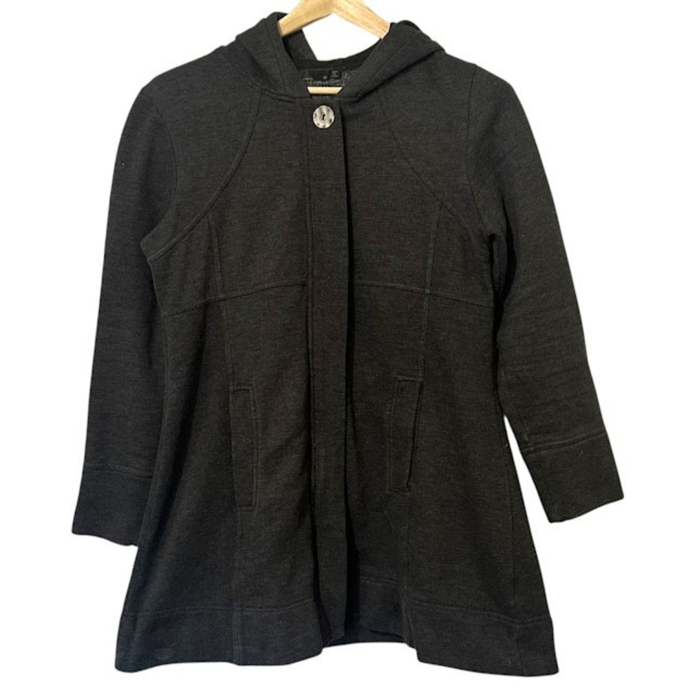 prAna Gray Jersey Stretch‎ Waist Length Hooded Jacket Womens M
